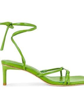 Song of Style Soiree Kelly Green Kitten Heel Square Toe Strappy Revolve 90s